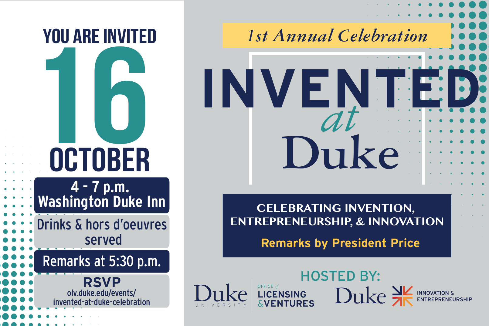 Invented at Duke Celebration, October 16th 4-7pm