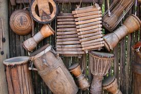 African drums and instruments.