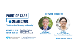 Point of Care Speaker Series flyer including images of speakers