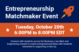 Entrepreneurship matchmaker event Tuesday October 20th 6pm to 8pm
