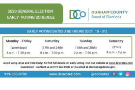 Durham County Board of Elections Early Voting flyer