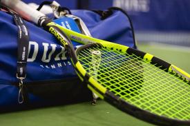 Duke tennis duffel bag and racket