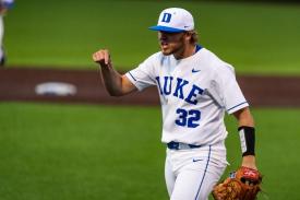 Duke baseball player celebrates