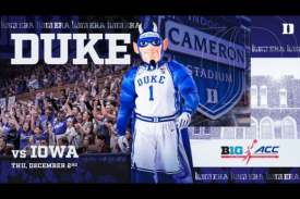 Duke vs Iowa at Cameron Indoor Stadium B1G/ACC challenge graphic