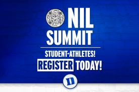 Graphics promoting Duke Athletics NIL Summit for Blue Devil student-athletes