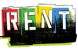 Broadway art for Rent, a musical by Jonathan Larson. Image is of a graffit style stenciling of the word &amp;amp;quot;rent.&amp;amp;quot;