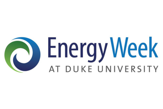 Energy Week logo with green and blue spiral/circle. Text: &quot;Energy Week at Duke University.&quot;