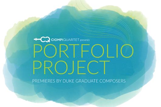 Portfolio Project logo: Light green text on a blue, cloud-like background