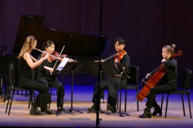 Chamber music group onstage in Baldwin Auditorium