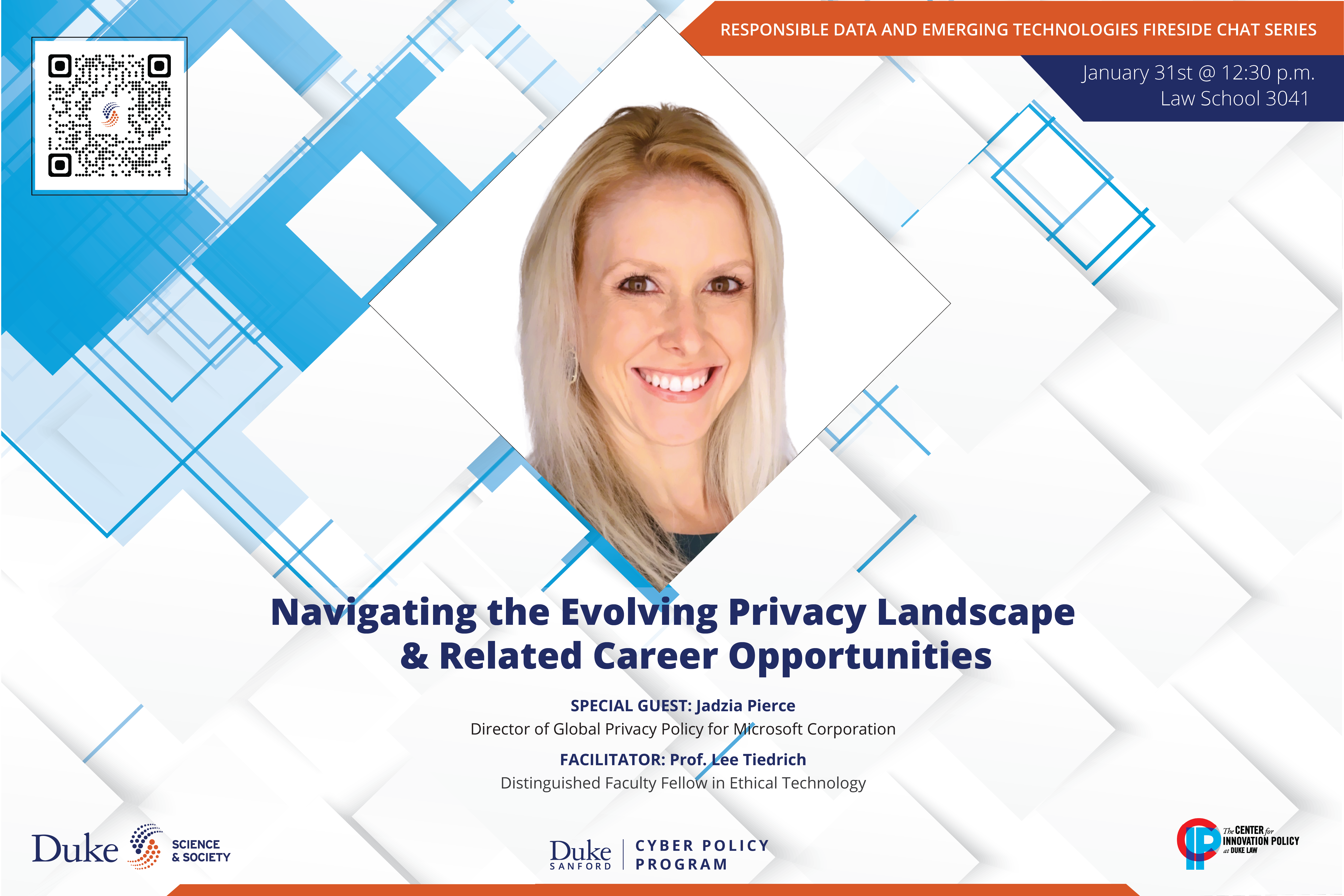 Come chat with Director of Global Privacy Policy for Microsoft Corporation, Jadzia Pierce