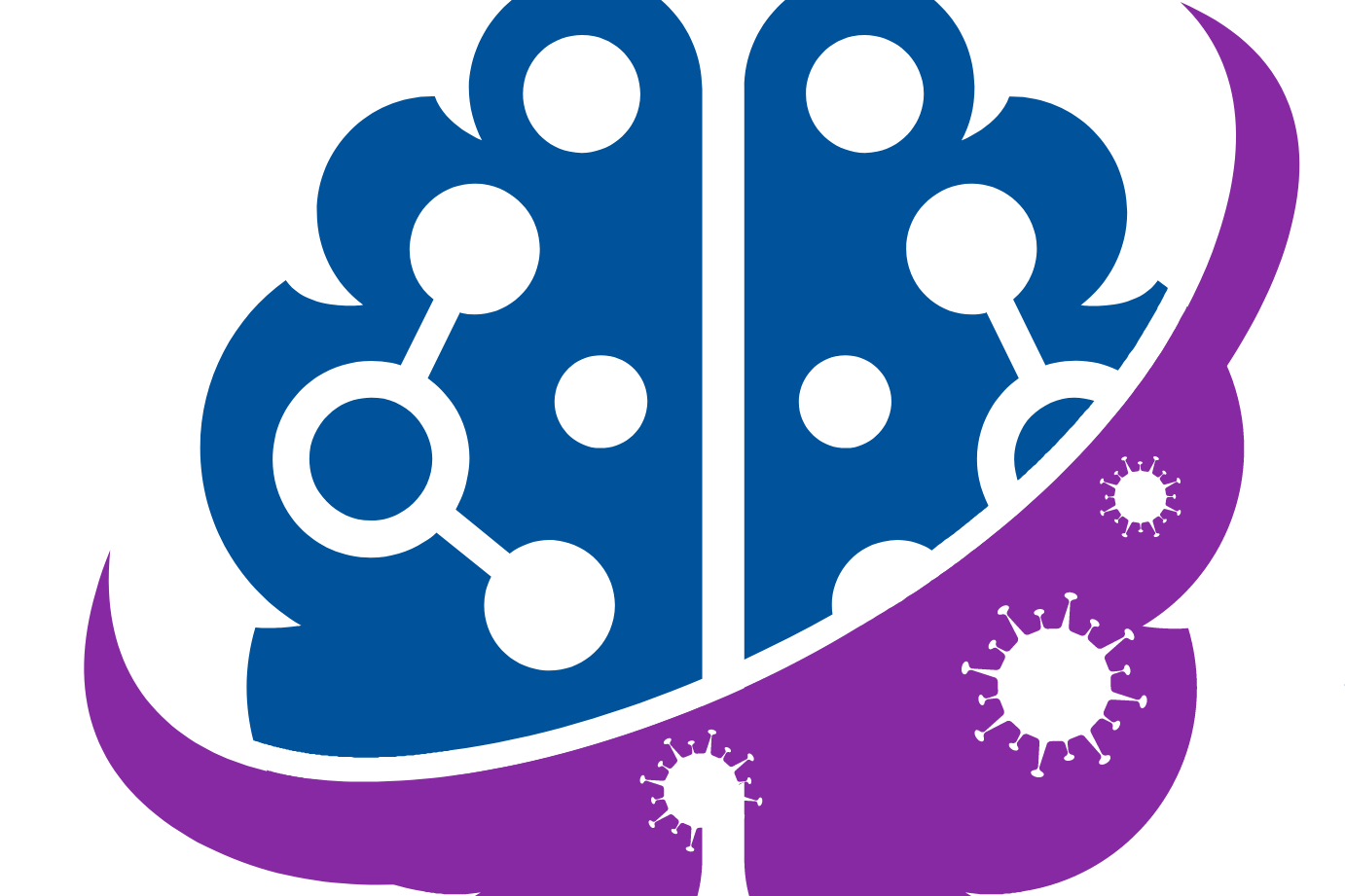 Brain logo with microbe icons