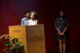 First-year student participants of the Cook Center's Young Scholars Summer Research Institute deliver research presentation