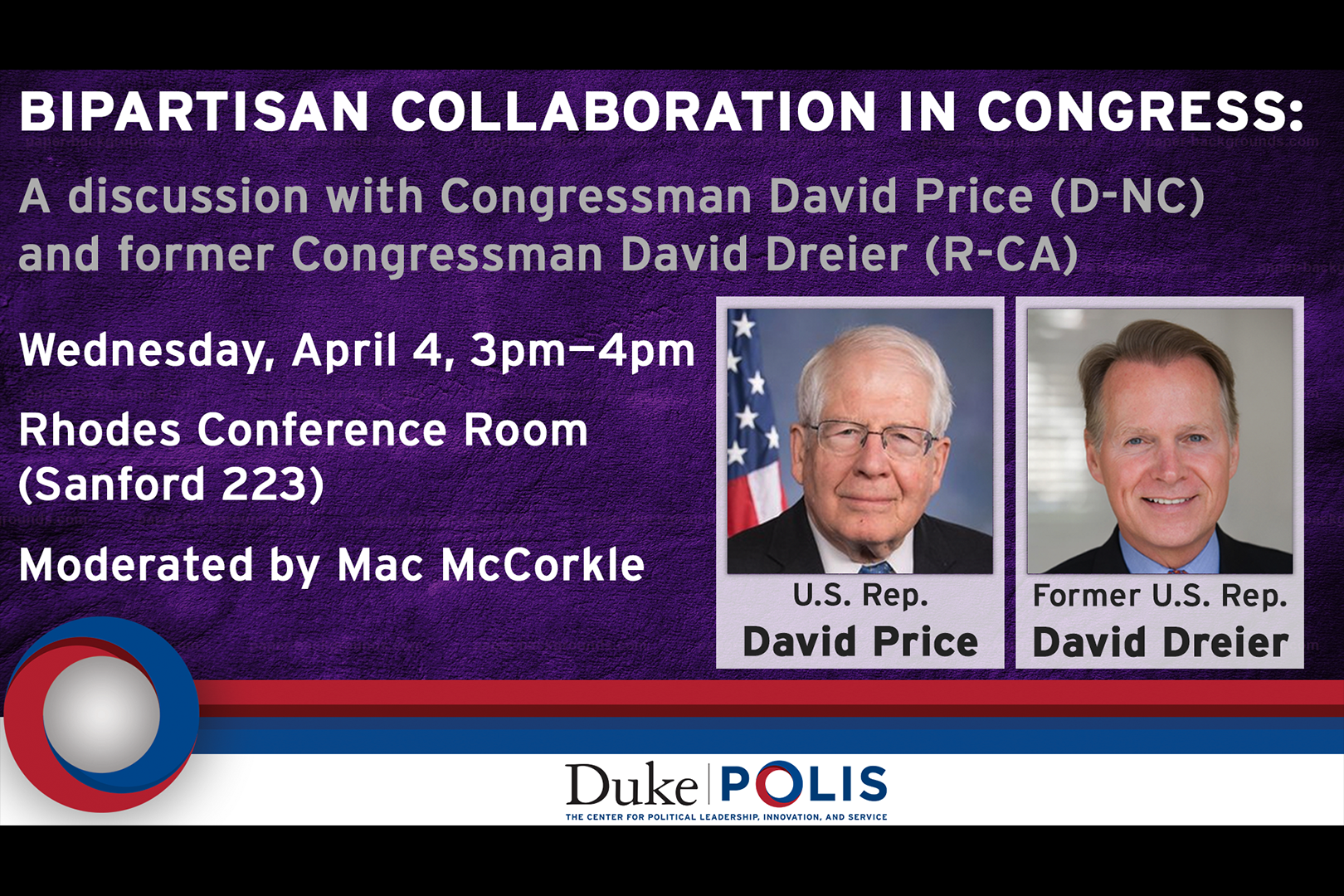 David Price and David Dreier event flyer