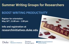 Summer writing groups for researchers