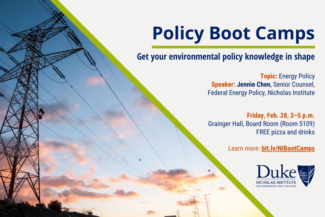 Nicholas Institute Policy Boot Camp - Get your environmental policy knowledge in shape Nicholas Institute Policy Boot Camp - Get your environmental policy knowledge in shape