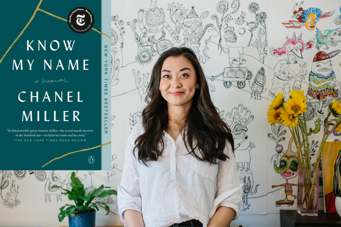 Author Chanel Miller with image of book cover Author Chanel Miller with image of book cover