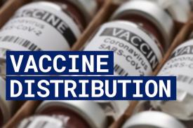 Vaccine vials with text & vaccine distribution
