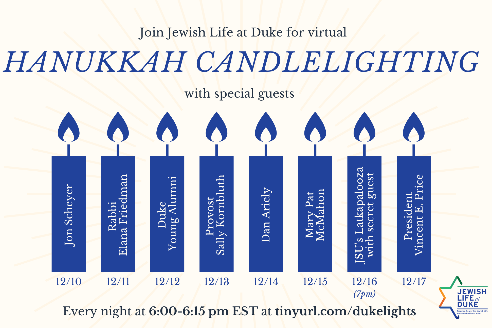 Announcement with list of special guests each night Announcement with list of special guests each night