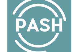 Light Blue with white spiral that says PASH