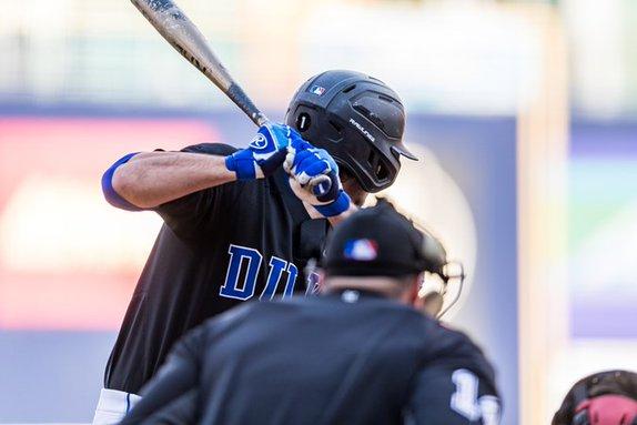 Duke batter from behind home plate