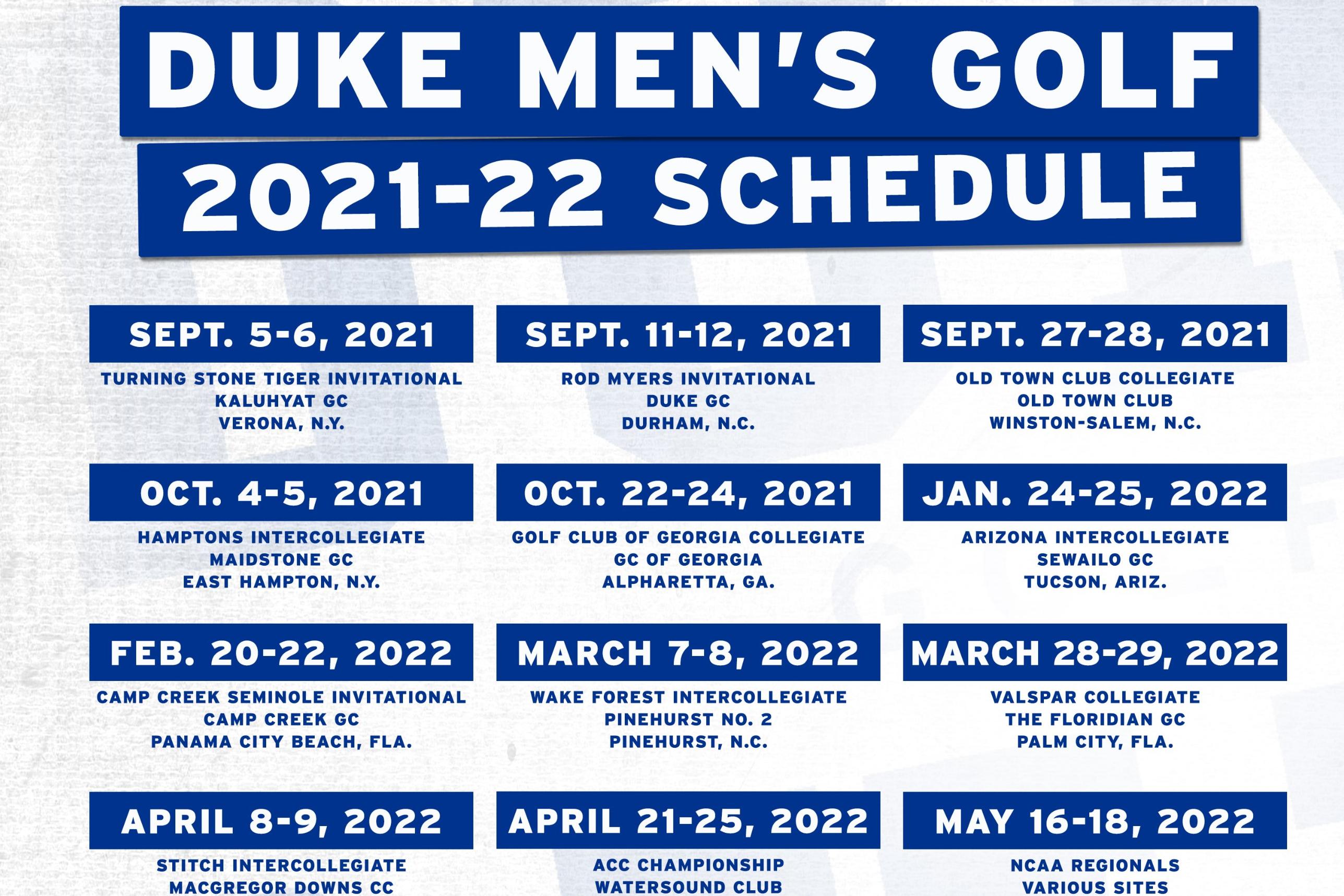 Men's Golf Schedule