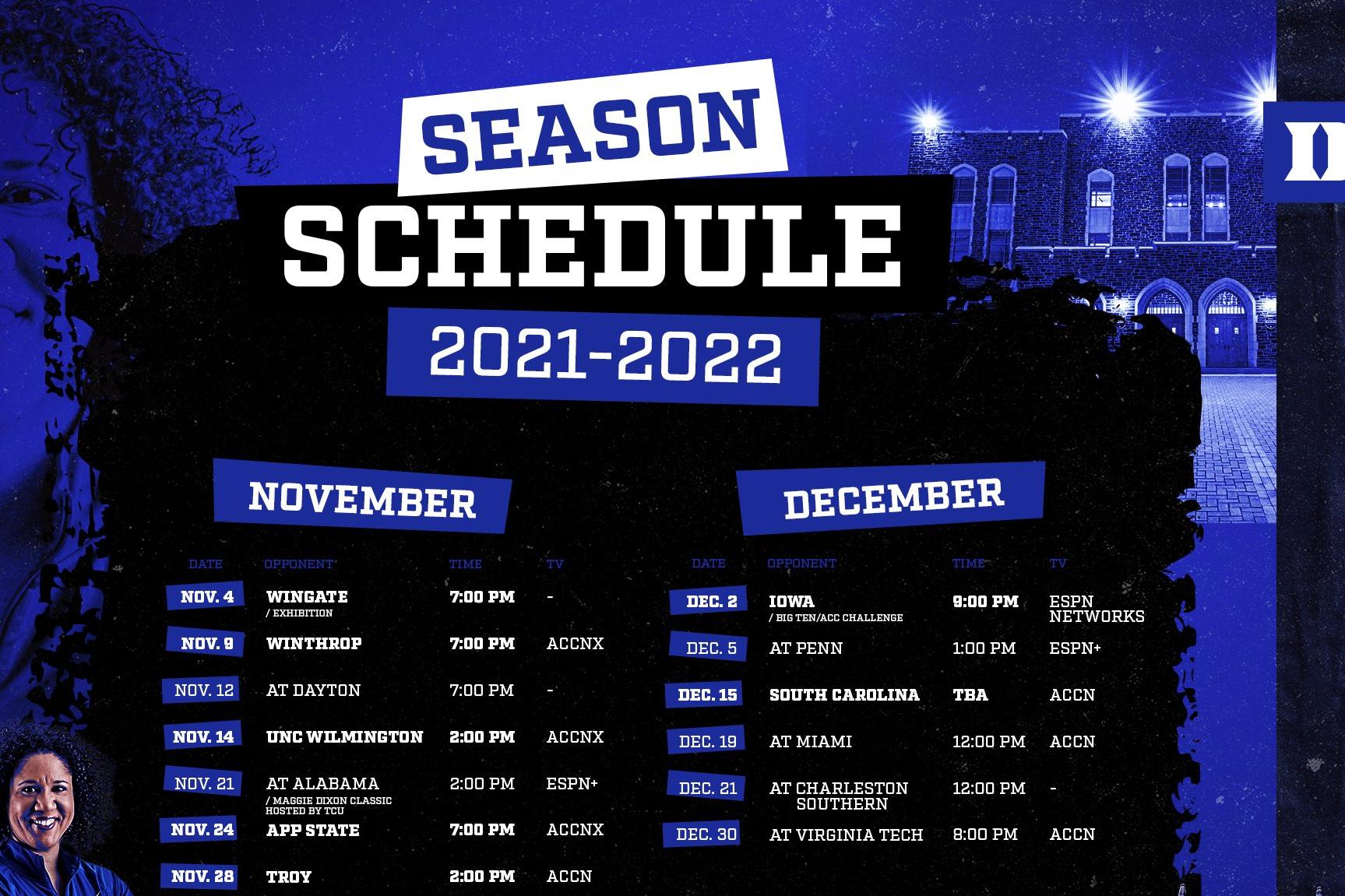 schedule November and December