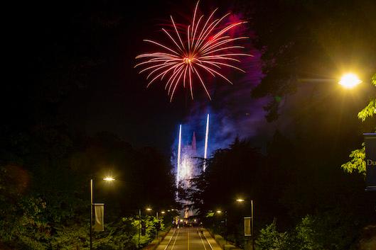 fireworks above Abele Quad