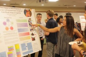 Cherry blossoms with the text Honors Poster Session, Tuesday April 19, 5-7 PM, Perkins 217
