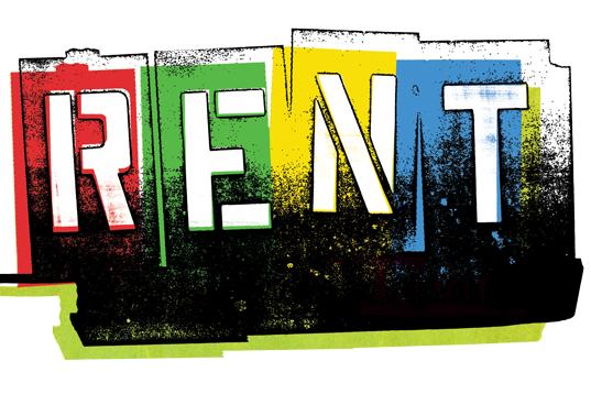 Broadway art for Rent, a musical by Jonathan Larson. Image is of a graffit style stenciling of the word &amp;amp;amp;amp;quot;rent.&amp;amp;amp;amp;quot;