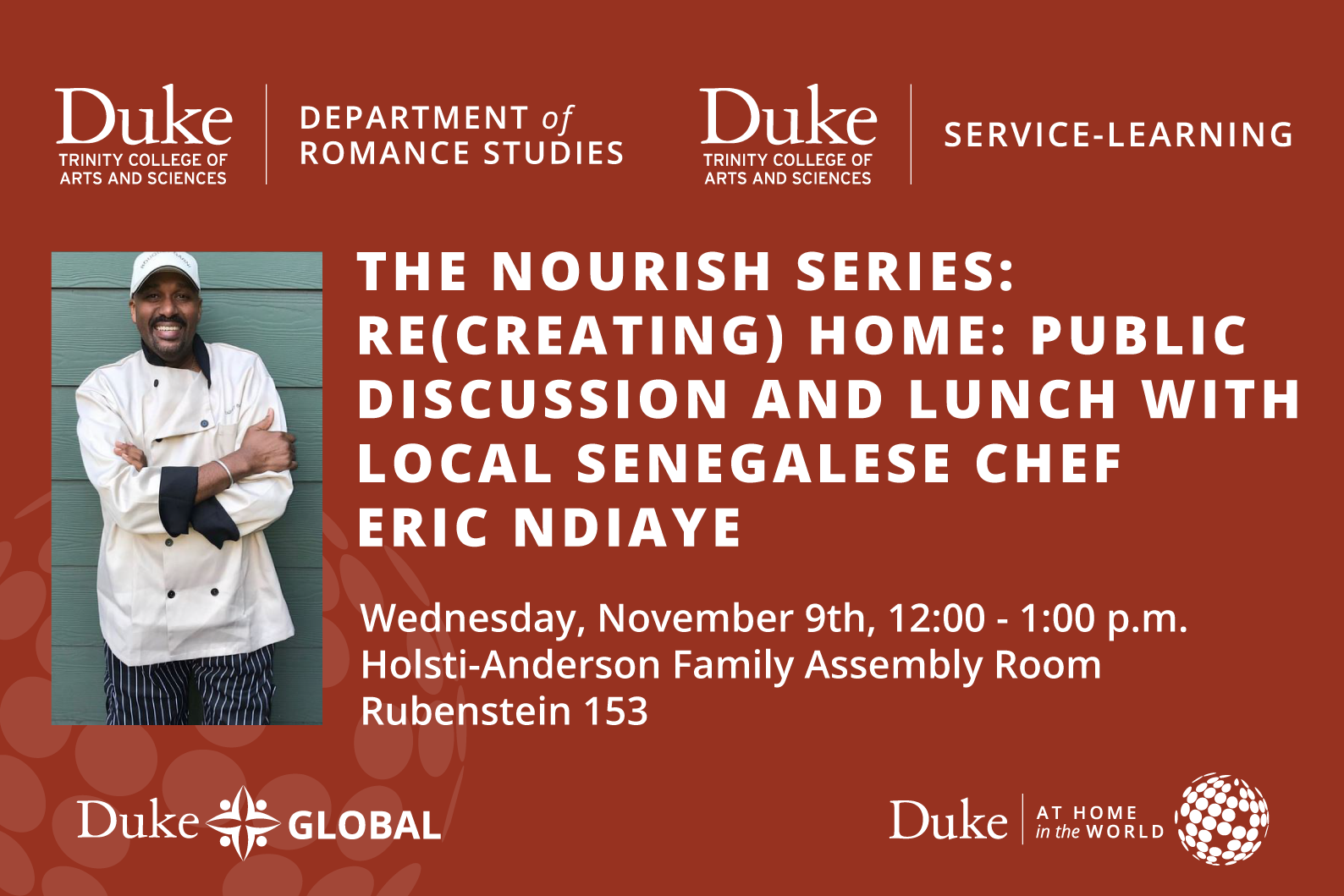 The Nourish series  Recreating Home Public Discussion and Lunch with Local Senegalese Chef Eric Ndiaye