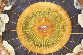 Book Cover with the Holy Spirit as a dove in front of the sun