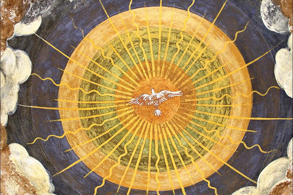 Book Cover with the Holy Spirit as a dove in front of the sun