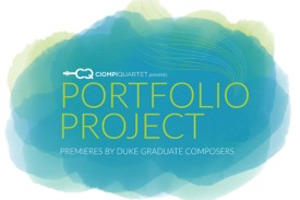 Portfolio Project logo: Light green text on a blue, cloud-like background