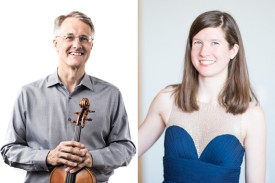 Headshots of violist Jonathan Bagg and pianist Emely Phelps