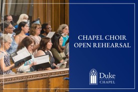 Duke Chapel Choir members rehearse a song.