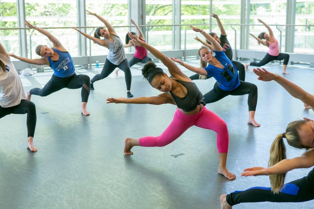 jazz dance class in The Cube at Duke, Rubenstein Arts Center