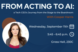 Cooper Harris is an American entrepreneur currently the CEO &amp; founder of Klickly, a payments platform. Kilckly’s proprietary, full-funnel consumer data engine leverages AI and billions of events, mapped to millions of consumers, to unlock commerce insights and revenue for brands.  Cooper will be speaking about her experience entering and leading in the AI/tech field as part of Science and Society’s Science, Technology, Ethics, and Leadership tech practicum course. Join the talk from 5:45-6:45 this Wednesday, September 11 in Gross Hall 230C.