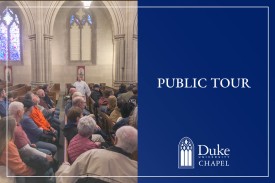 A Duke Chapel docent gives a tour of the Chapel.