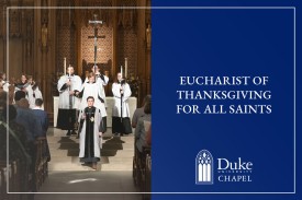 Choir members singing in Duke Chapel