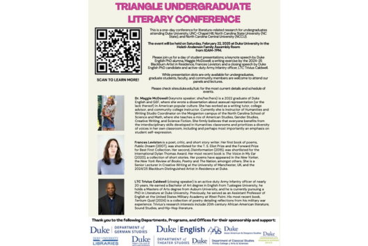 Flyer for Triangle Undergraduate Literary Conference