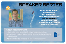 Joel Hurowitz speaker series held on February 10th in Gray 228 from 5:15-6:45 PM